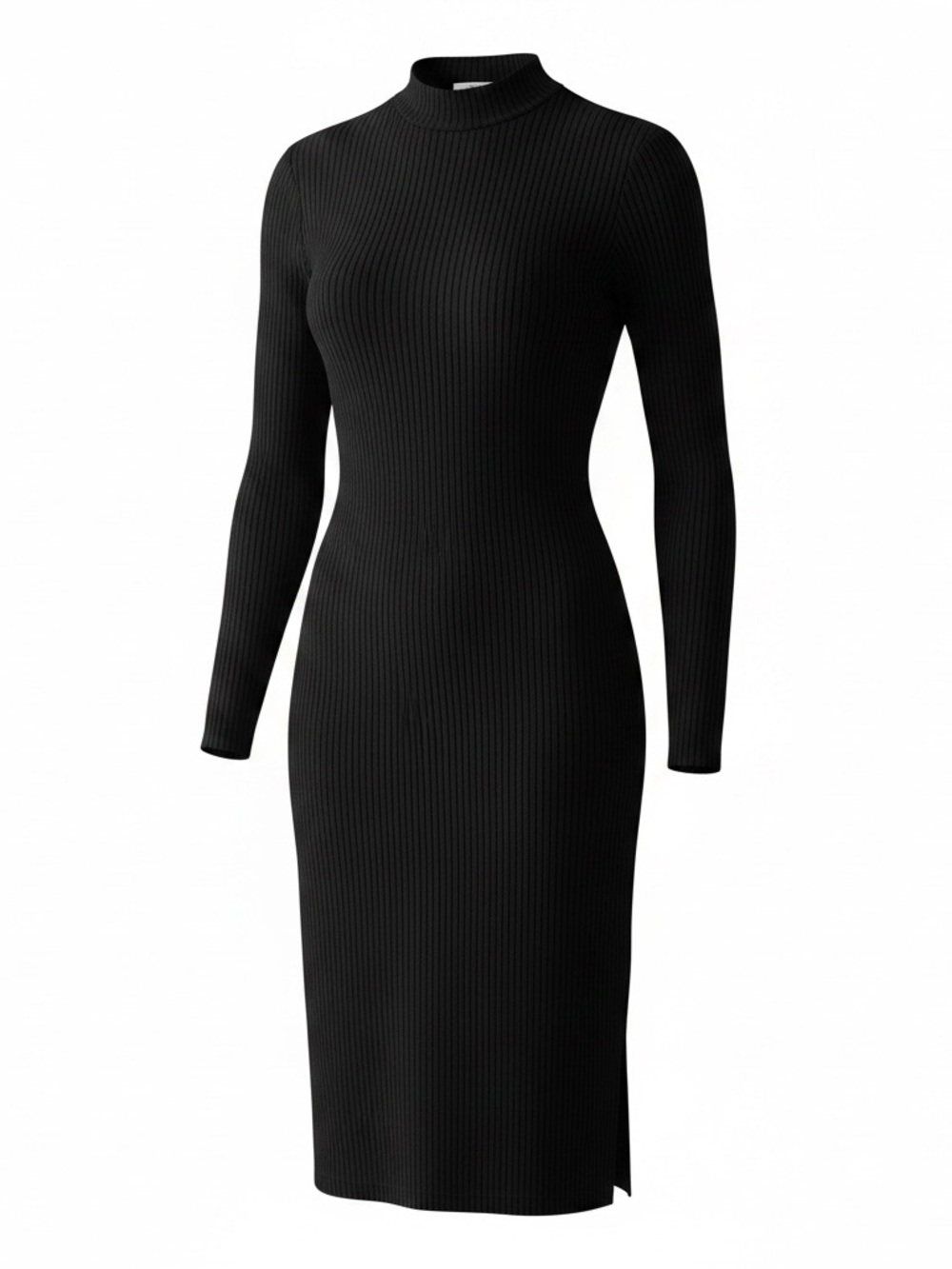 BB Dakota Steve Madden Black Ribbed Mock-Neck Sweater Dress Size Large